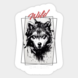 Wolf Wild Nature Free Spirit Art Brush Painting Sticker